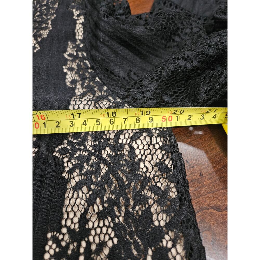 Lumie Black Lace Sheer Dress Nude Lining Gothic Romantic Long Sleeve Size L NWT - Picture 10 of 11